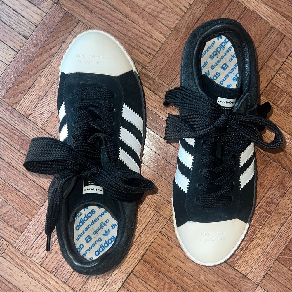 🔥🖤🖤Adidas Alexander Wang X Skate Black Suede sneakers size 11.5, used but SLEEK - Picture 3 of 14